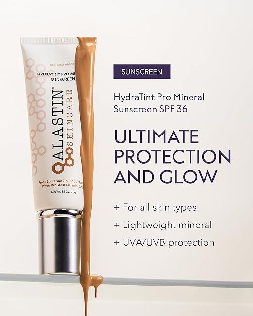 ALASTIN Skincare HydraTint Pro Mineral Tinted Sunscreen SPF 36 (3.2 Oz) – 2-in-1 Tinted Moisturizer & Mineral Sunscreen with Broad Spectrum UV Protection