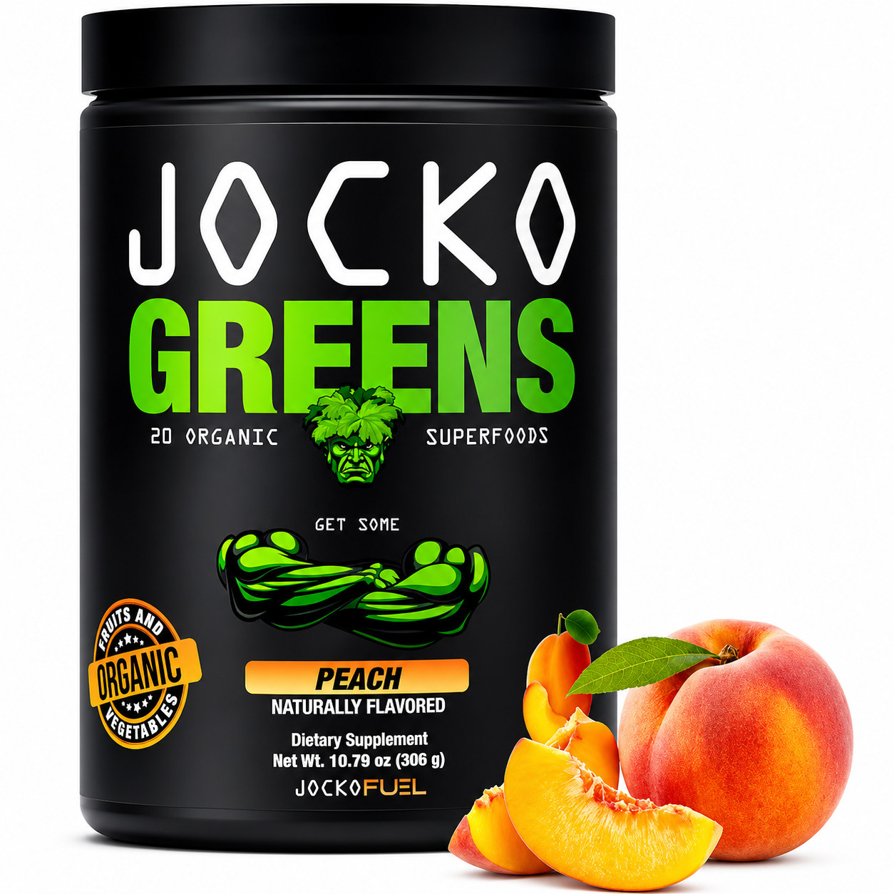 Jocko Greens Organic Superfoods Peach Flavor Supplement | Premium Greens Powder Product Image