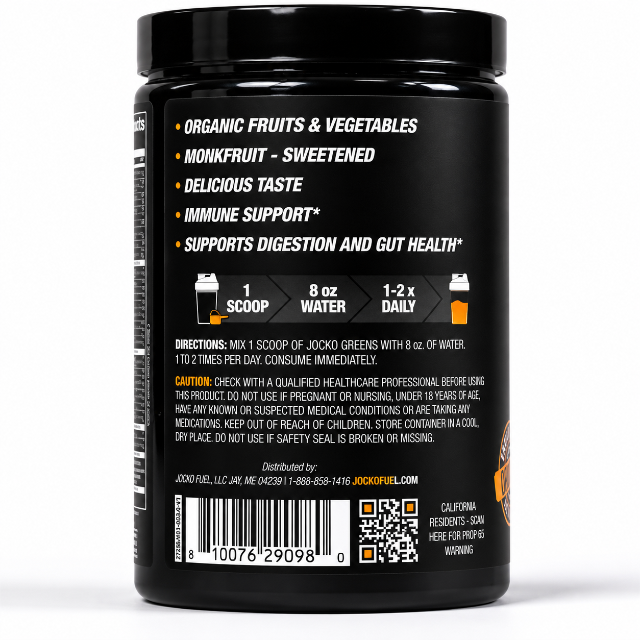 Jocko Greens Organic Superfoods Peach Flavor Supplement | Premium Greens Powder Product Image