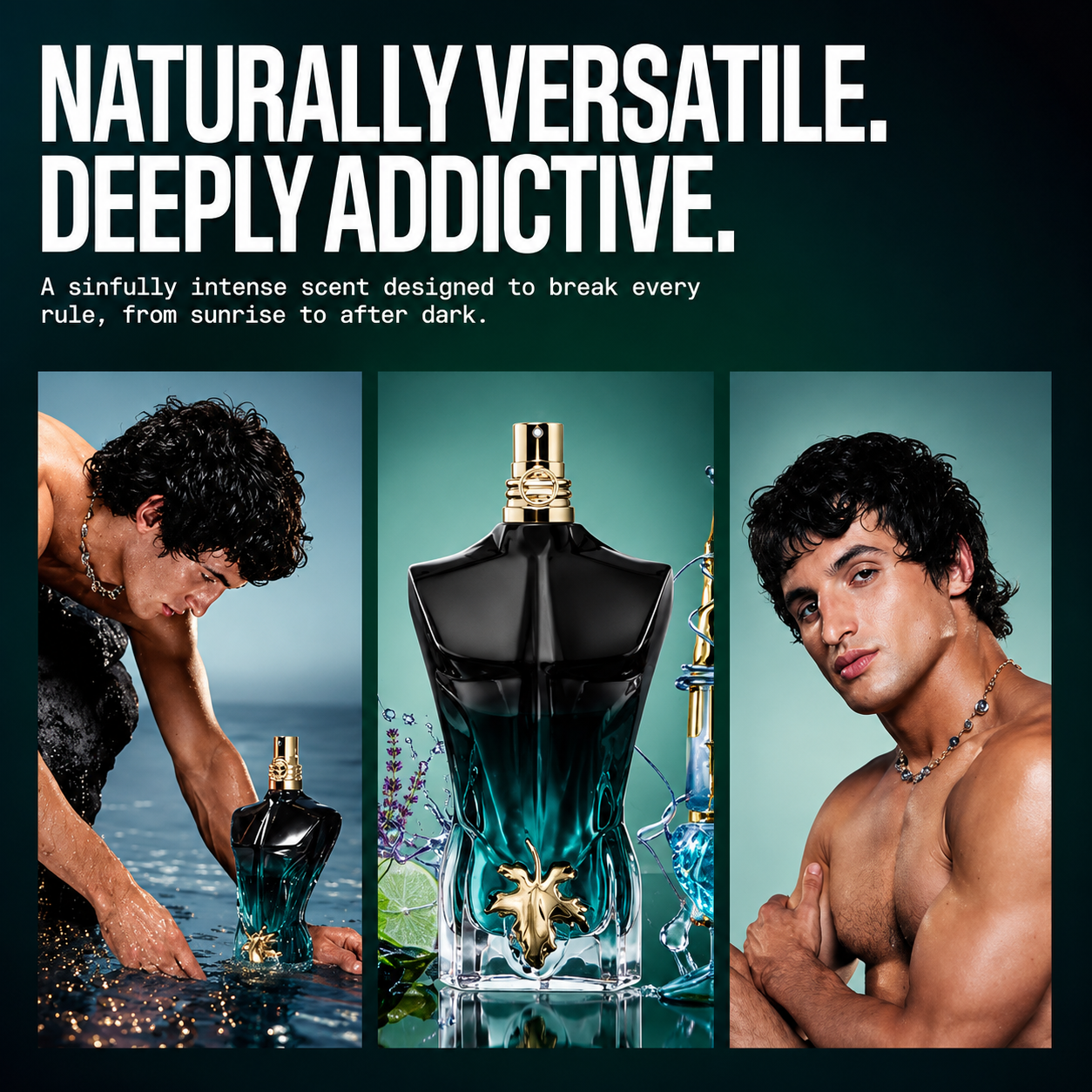 Jean Paul Gaultier Le Beau Le Parfum Intense for Men - Long Lasting Woody Amber Men's Cologne Eau de Parfum with Coconut Wood, Tonka Bean & Sandalwood - Designer Fragrance Spray